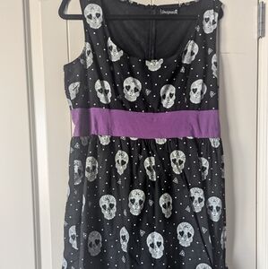 Sourpuss sugar skull dress black with purple details size xl